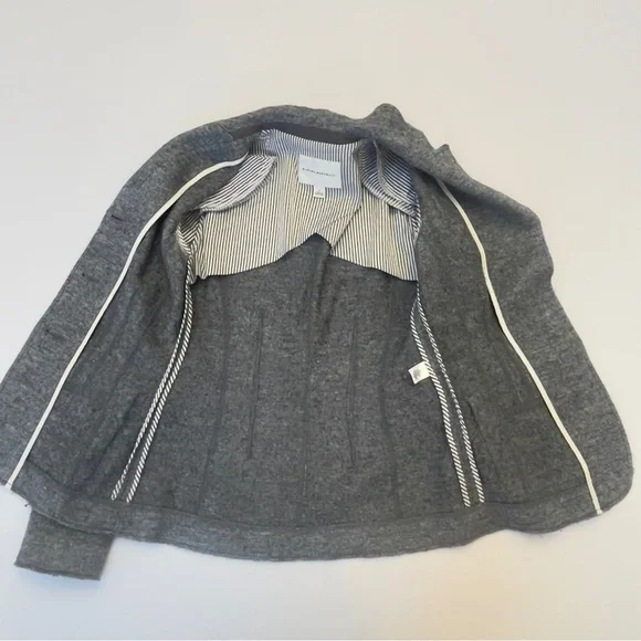 Banana Republic Wool Blend Knit Blazer Size 0 Gray Tailored Career Jacket - Picture 13 of 16